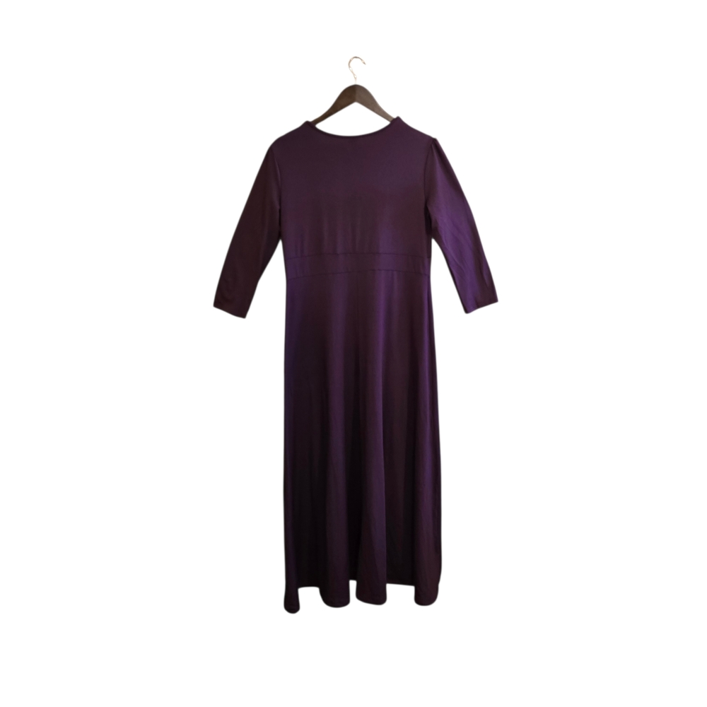 Sostanza Women's Maxi‎ Dress Size XL 3/4 Sleeve V Neck Dark Plum Purple - Picture 3 of 4